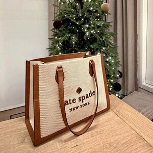 Kate Spade Cream and Brown Handbag